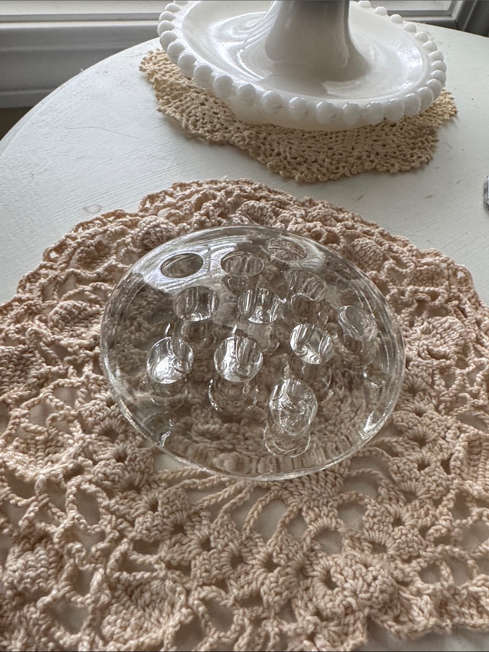 Clear Glass Flower Frog Centerpiece - Picture 2 of 3